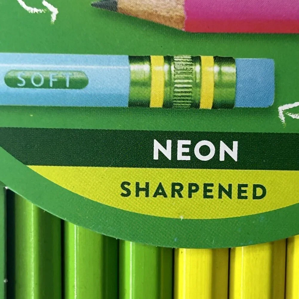 Ticonderoga 18 Ct. Neon Color Standard Wood #2 HB  Pencils Pre-Sharpened Eraser